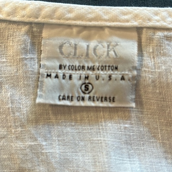 LINEN Click by Color Me Cotton- crisp white short sleeve women's small boxy top - Picture 4 of 9